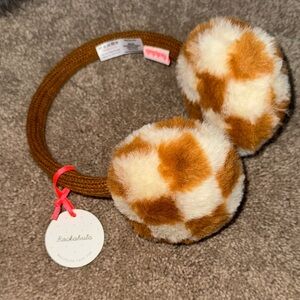 Kids Brown and Cream Checkered Earmuffs